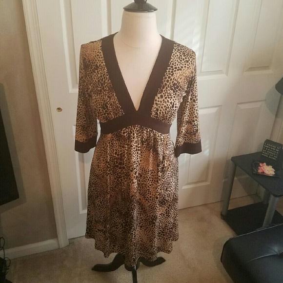 Leopard print v-neck empire dress.