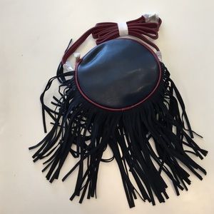 Brand New Deux Lux Circle Messenger Bag w/ Fringe