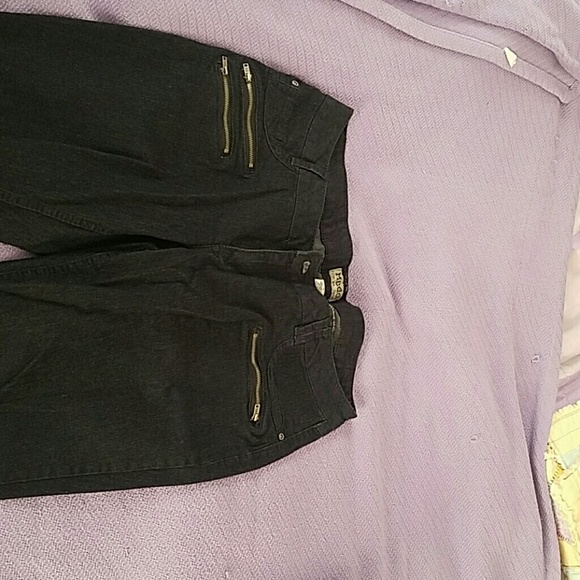 Black jeans with fake front zippers