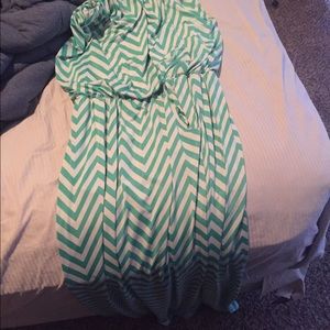 Green and White Chevron dress