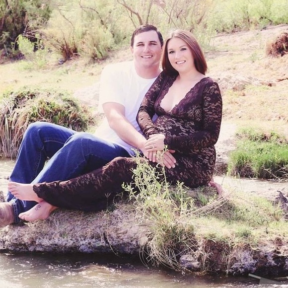 Mocha lace maternity dress