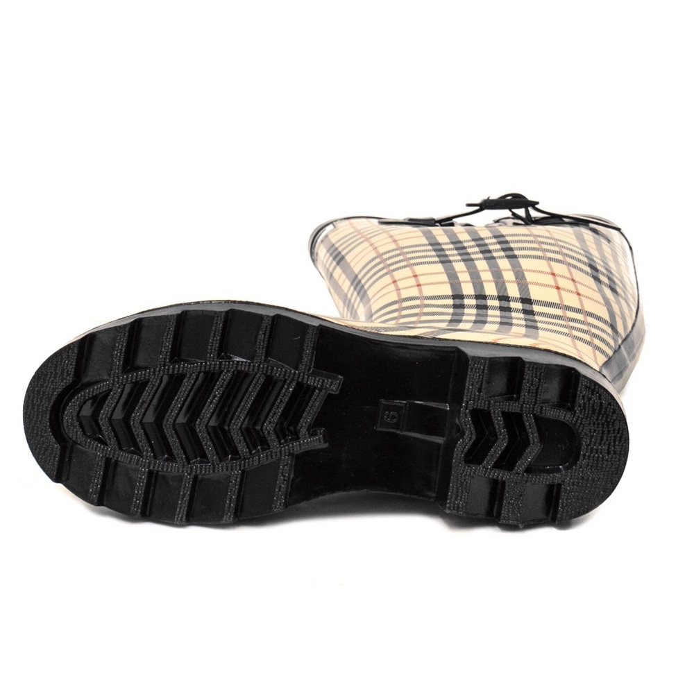 Women's Plaid Checkered Rubber Rainboots RB1417 - Picture 3 of 4