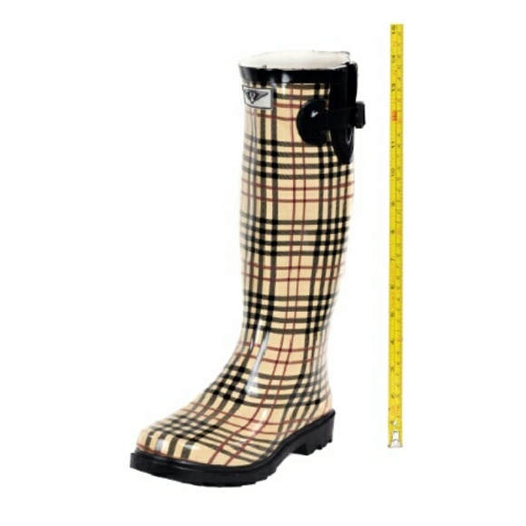 Women's Plaid Checkered Rubber Rainboots RB1417 - Picture 4 of 4