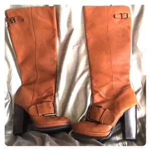 Nine West Tall tan leather boot with buckle