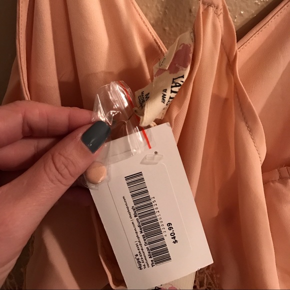 Blush Button Up Dress with lace center cut outs - Picture 4 of 4