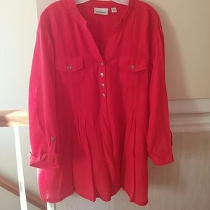 Red flowy blouse