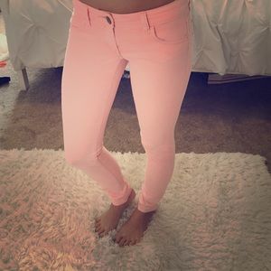 Coral skinny jeans