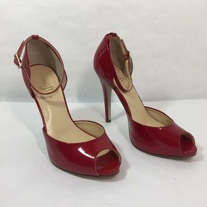 Ivanka Trump red open toe leather heels sz 8M