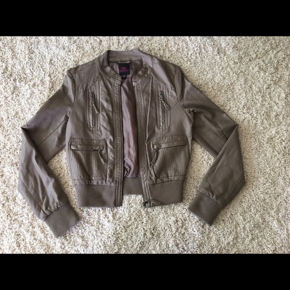 Bebe Leather Jacket, size small. Taupe/tan color.