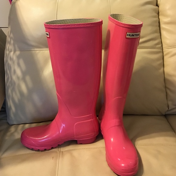 🎉SOLD🎉Hunter Pink Boots Tall Gloss😻 - Picture 2 of 4