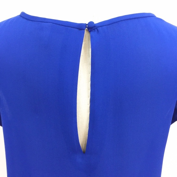 [ joie ] blue silk cap sleeve top with pocket - Picture 7 of 8