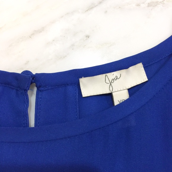 [ joie ] blue silk cap sleeve top with pocket - Picture 8 of 8