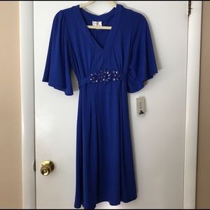 NWT ECI midi length dress with beaded detailing