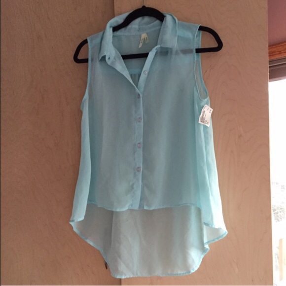 ❌SOLD❌NWT high low Turquoise sleeveless blouse