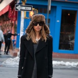 Green trapper fur hat