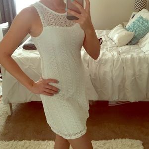 White short lace dress