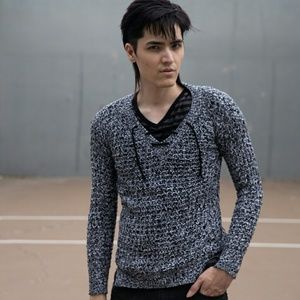 Rue21 Sweaters - Grey Black Laceup Vneck Boyfriend Sweater Waffle S Rue21 Sweaters - Grey Black Laceup Vneck Boyfriend Sweater Waffle S