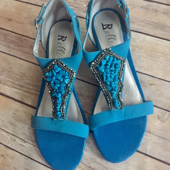 Shoes - 🔷Size 8 Blue Jeweled Sandals