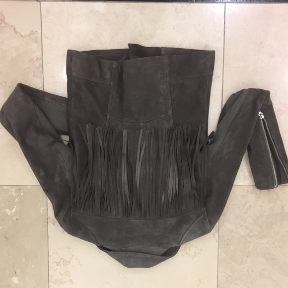 BCBGMAXAZRIA slate grey suede biker jacket - Picture 2 of 4