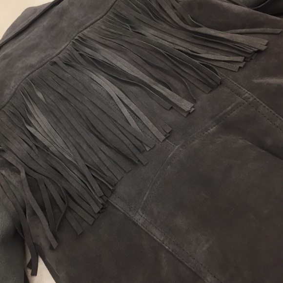 BCBGMAXAZRIA slate grey suede biker jacket - Picture 3 of 4