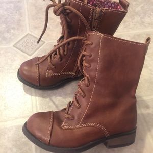 Toddler girl lace up brown boots