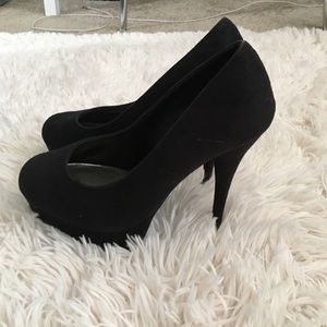 5 inch black suede heels