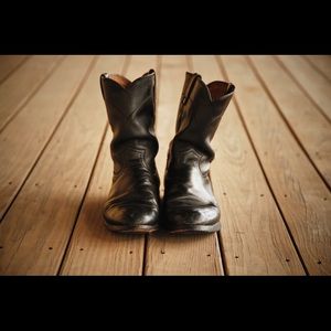 Black Leather Cowboy Boots