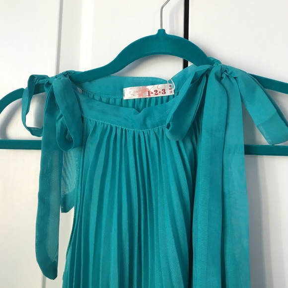 Turquoise Ruffled Dress - Picture 3 of 3