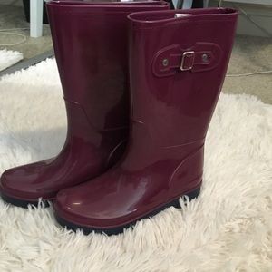 Dark purple rain boots