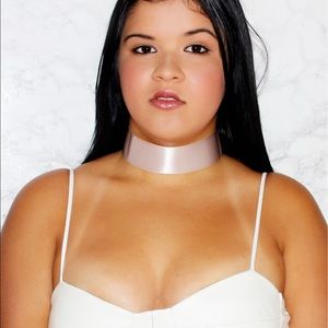 'Kira' Wide Satin Choker - Blush