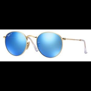 Ray Ban round flash lenses! Gold and blue!