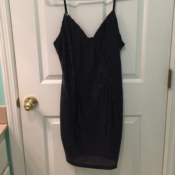 Black sequin cocktail dress