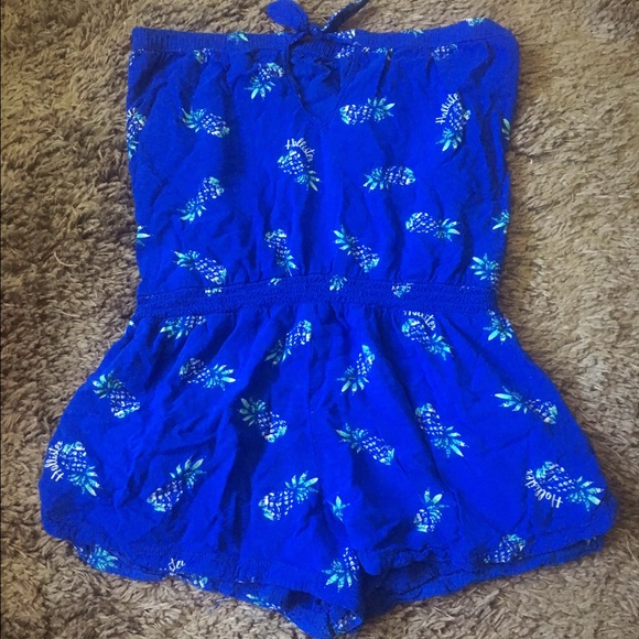 Hollister Blue Sleeveless Pineapple Romper
