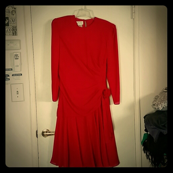 in the mood Dresses & Skirts - Shimmery red long sleeve dress *vintage*