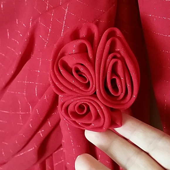 Shimmery red long sleeve dress *vintage* - Picture 2 of 4