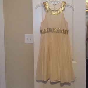 Gold Empire waist dress