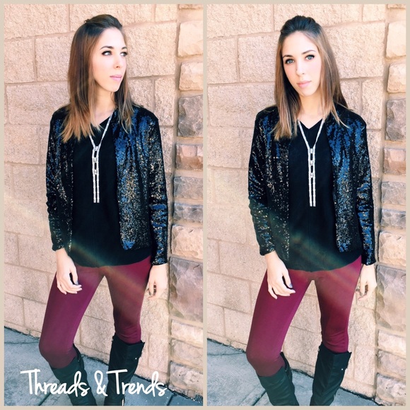 Jet Black Sequin Jacket - Picture 2 of 2