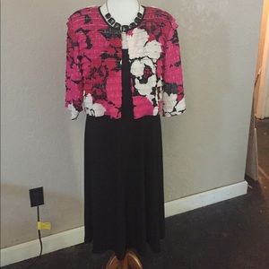 Black dress with colorful jacket