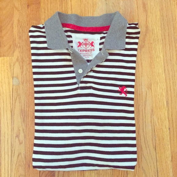 Men's black and white striped Polo