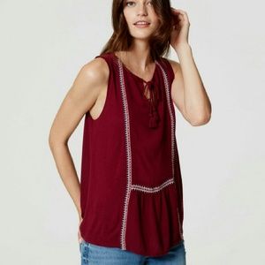 Ann Taylor LOFT tasseled shell tank top large