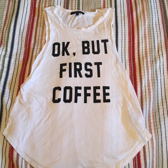 "Ok, but first coffee" graphic tank top