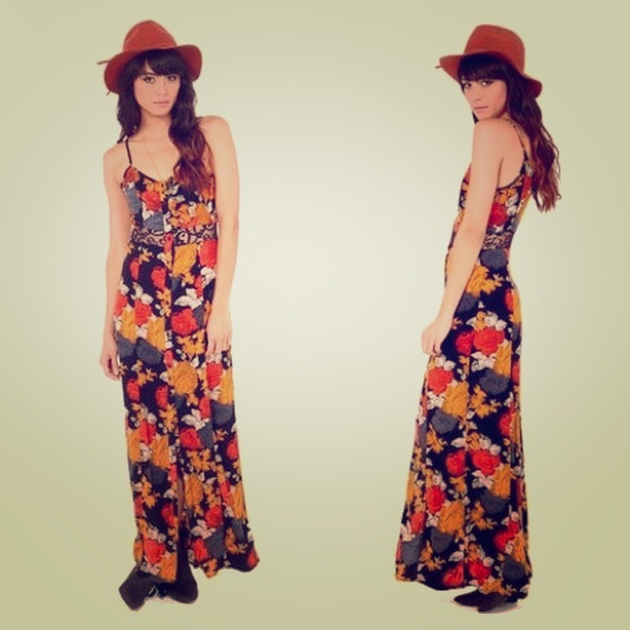 Volcom Floral Maxi Dress With Lace