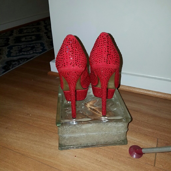 Kandee Ruby Red Rhinestone Heels 👠 - Picture 3 of 4