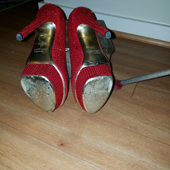 Kandee Ruby Red Rhinestone Heels 👠 - Picture 4 of 4