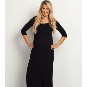 Black 3/4 Sleeve Maxi Maternity Dress