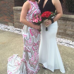 pink and white sherri hill dress size 0