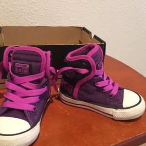 Toddler Girl Converse Purple &Black High Tops