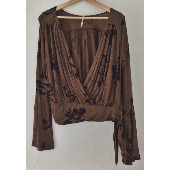 Free People Floral Bell-Sleeve Top