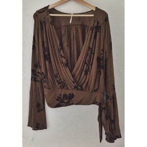 Free People Floral Bell-Sleeve Top