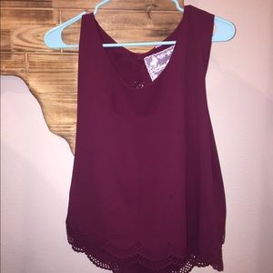Maroon open back blouse